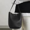Genuine Leather Women's Bucket Tote - Large Capacity Soft Leather Handbag for Daily Commute