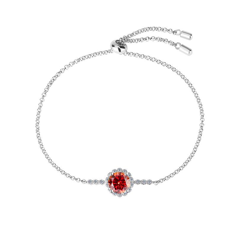 Sterling Silver Moissanite Daisy Adjustable Bracelet for Women