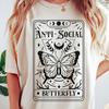 Womens Plus Size Butterfly Tarot Pattern Tshirt Cotton Breathable Fashionable and Versatile Unisex Streetwear Oversized