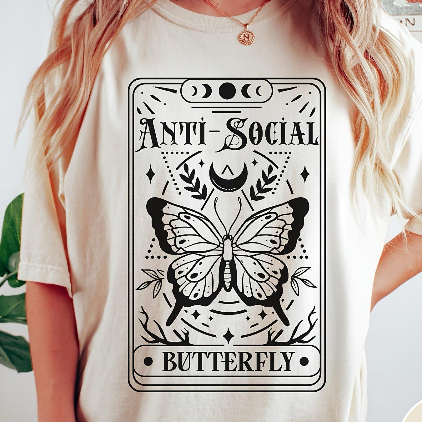 

Women s Plus Size Butterfly Tarot Pattern T-shirt Cotton Breathable Fashionable and Versatile Unisex Streetwear Oversized 4XL