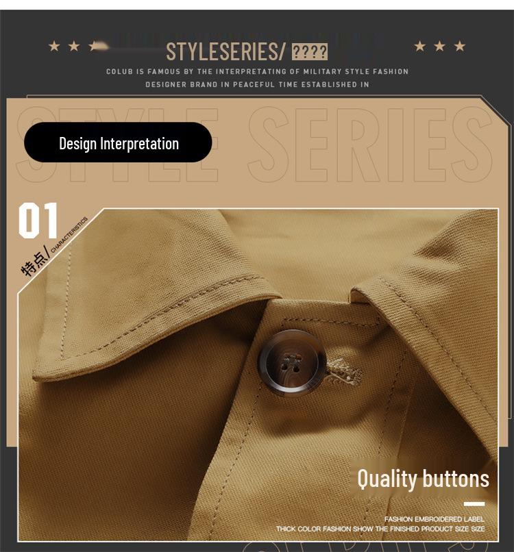 Men's Cotton Lapel Jacket Shirt - Large Size, Solid Color, Business Casual, Spring/Autumn.