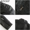 BITCED Women's Casual Leather Jacket Stand-up Collar Slim-Fit Outerwear Spring/Autumn Solid-Colour Leather Jacket