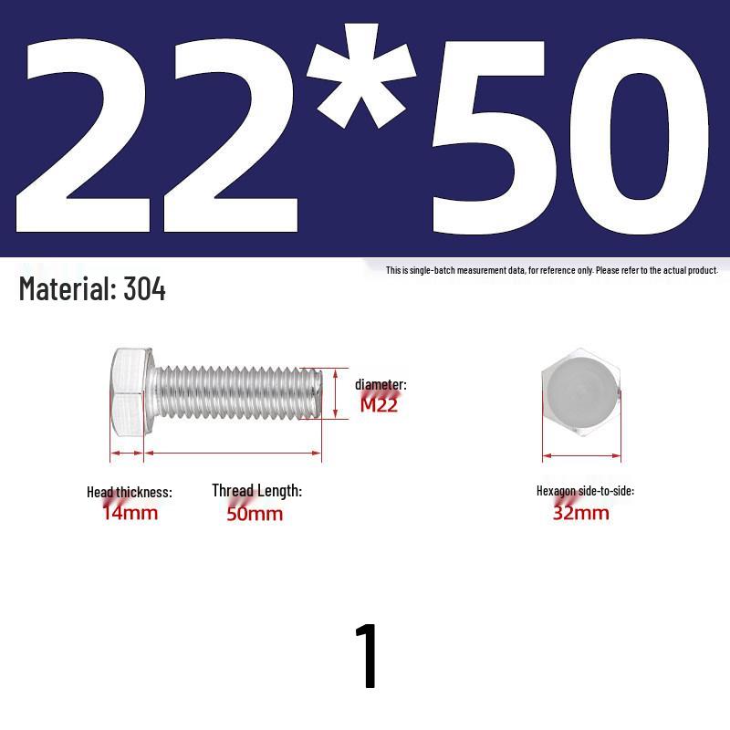 304 Stainless Steel Extra-Long External Hex Threaded Rod and Screw Bolt M22-M36