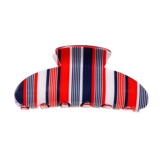 

Hair Claw Colorful Striped Design Back Head Hair Clip Anti-slip Teeth Strong Grip Shower Hair Clamp Versatile Use Hair Accessory E