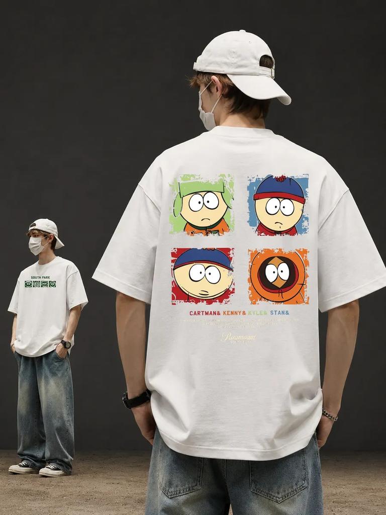 White Oversized T-Shirt with South Park Print