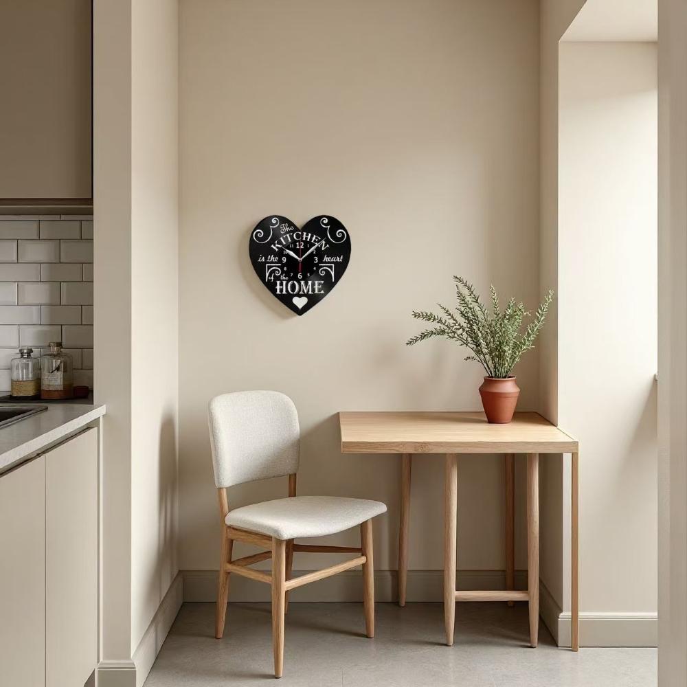 The Kitchen Is The Heart of The Home Inspired Vinyl Record Wall Clock Modern Design Home Kitchen Restaurant Decoration Clock