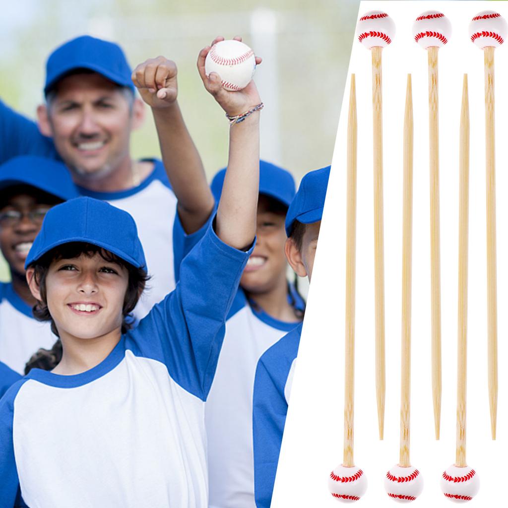 Bamboomn 3.9" Decorative Sports Ball End Bamboo Cocktail Fruit Sand