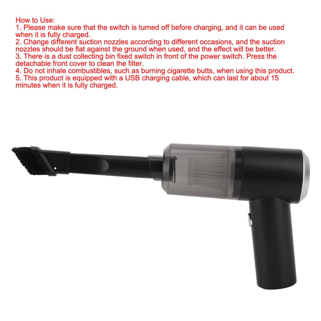 Auto Cordless Vacuum Cleaner Rechargeable Handheld Type 5500PA Deep Cleaning UniversalBlack