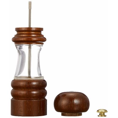 IKEDA Pepper Mill Crystal Wood 6701, Crystal Glass Body & Zelkova Wood, Iron Fittings, Brass Knob, Japan, PKL39