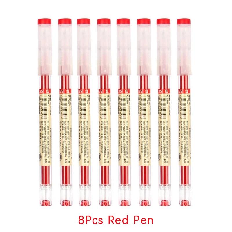 54pcs/set 0.35mm Gel Pens Office School Exam Sign Ballpoint Pen Blue Red Black Ink Replaceable Pen Refill Rods Kawaii Stationery