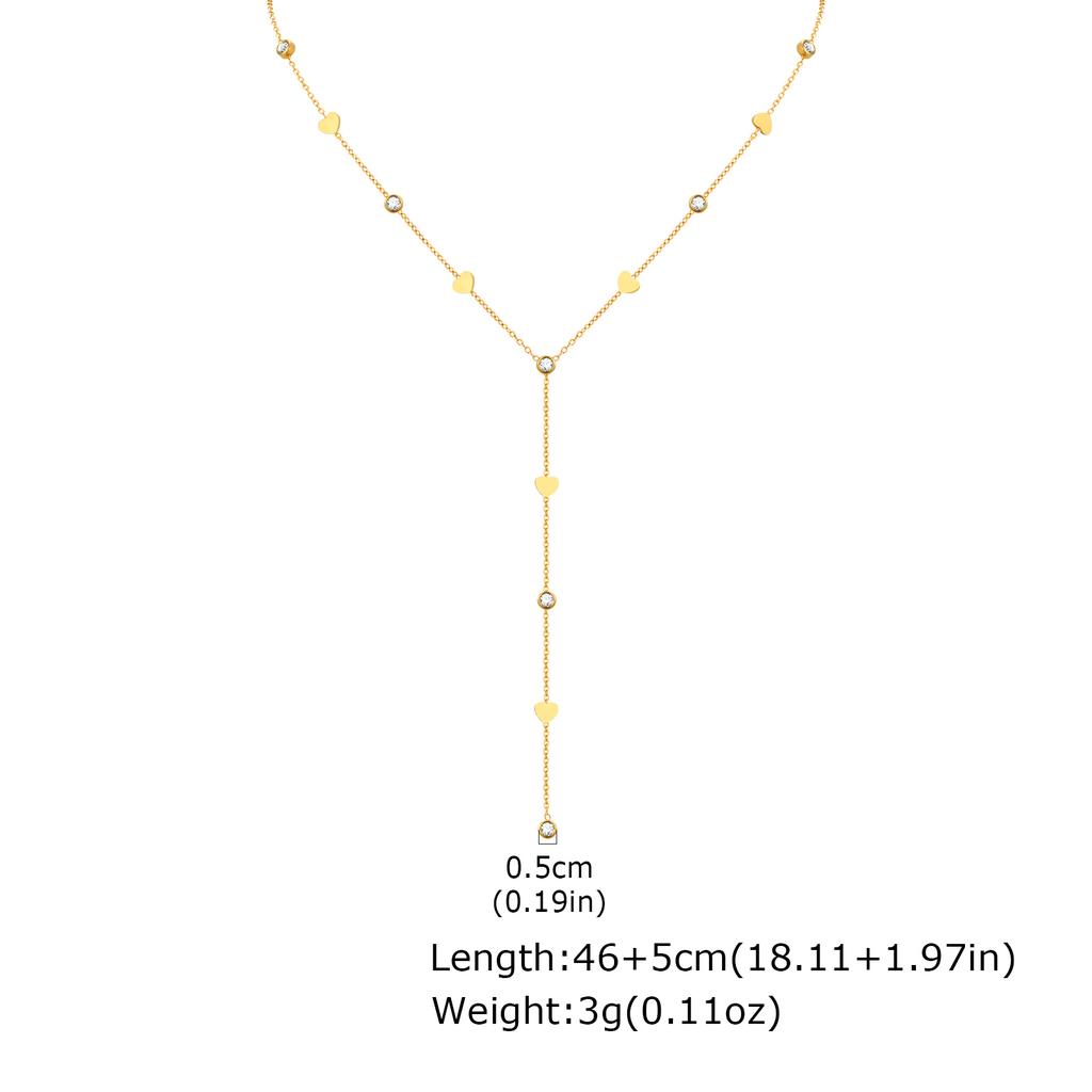 Classic Cross Zircon Y-shaped Necklace for Women,Butterfly Heart Shaped Choker Necklaces,Gold Color Stainless Steel Jewelry Gift