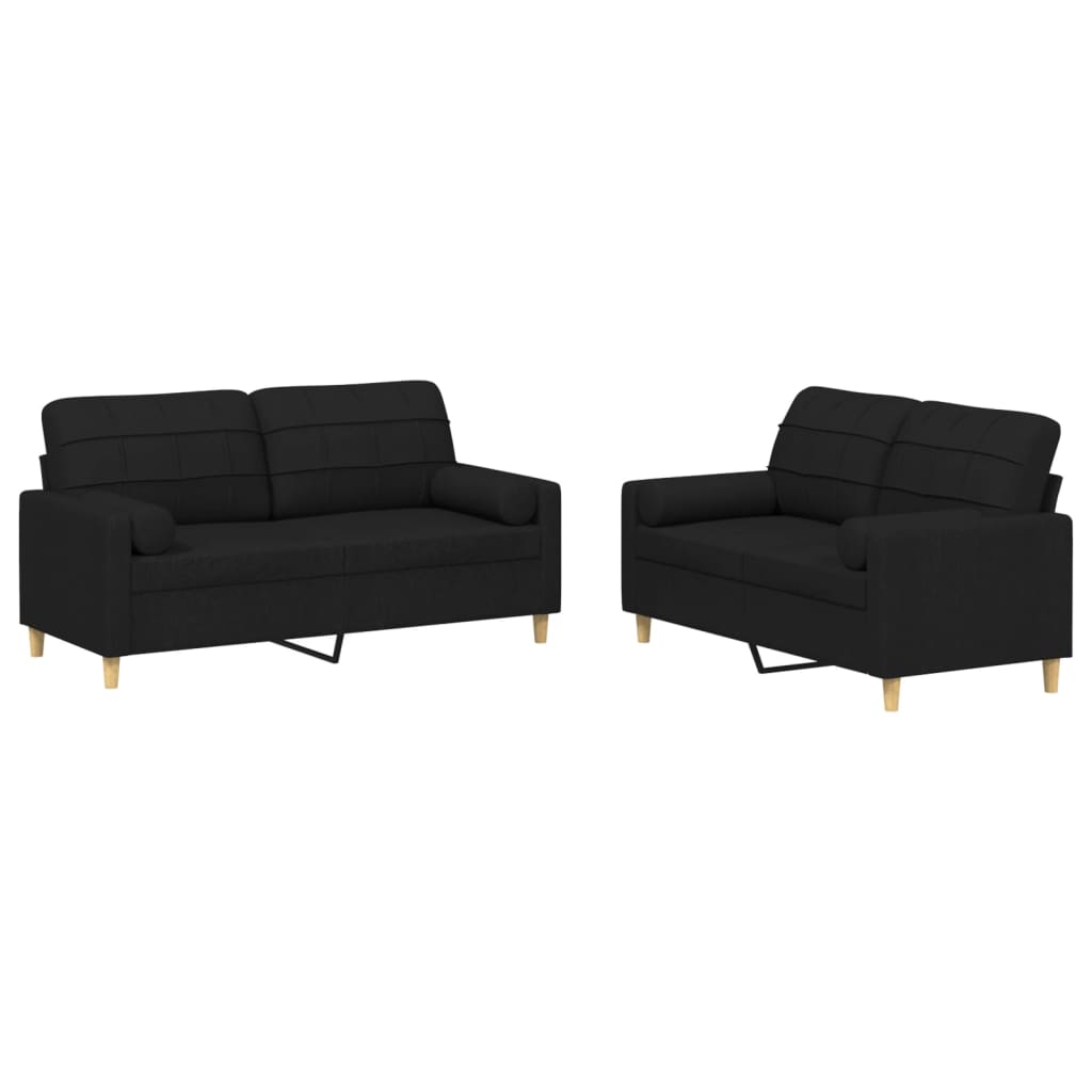 Vidaxl 2-Cz. Relaxation Set With Cushions, Black, Fabric