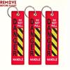 Porte-clés Tag d'avertissement One Piece Porte-clés de lancement Porte-clés pour motos et voitures Étiquette de clé Broderie Porte-clés Danger Jaune