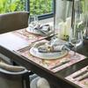 Happy Easter Bunny Flower Placemats Set of 6 - Buffalo Plaid Rabbit Linen Place Mat Washable Non-Slip Table Mats