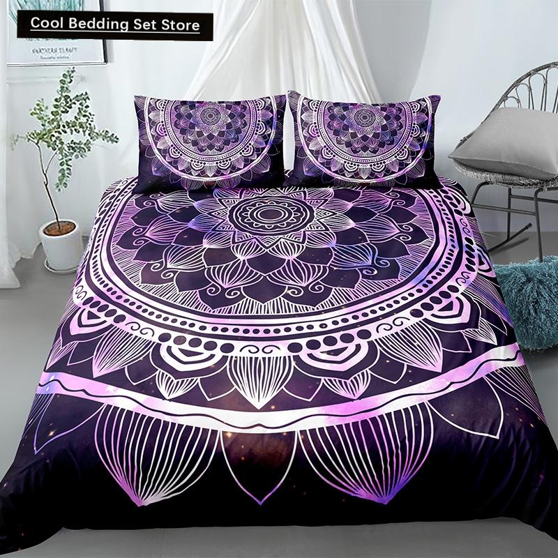 Mandala King Queen Duvet Cover Bohemian Bedding Set For Teens Adults Girls Exotic Ethnic Floral 2/3Pcs Polyester Comforter Cover