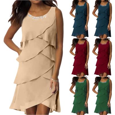 Vestido Boho Sem Mangas Para Mulheres Casual Caimento Solto Vestido de Sol de Verão