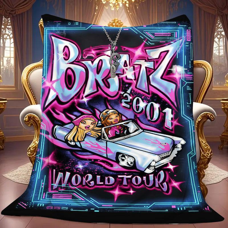 1Pc BRATZ Print Flannel Blanket, High Quality Comfortable for All Seasons, Warmth and Comfort, Perfect for Christmas Gifts