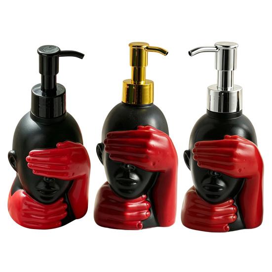 200ml Dispensing Bottle, Smooth Foaming Artistic Black Red Design Soap Bottle, Large Capacity Soap Dispenser for Bathroom Decor