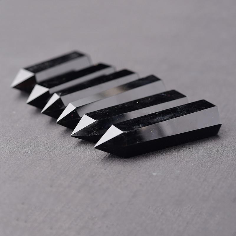 Elegant And Timeless 100% Natural Obsidian Black Quartz Crystal Stone Point Healing Hexagonal Wand