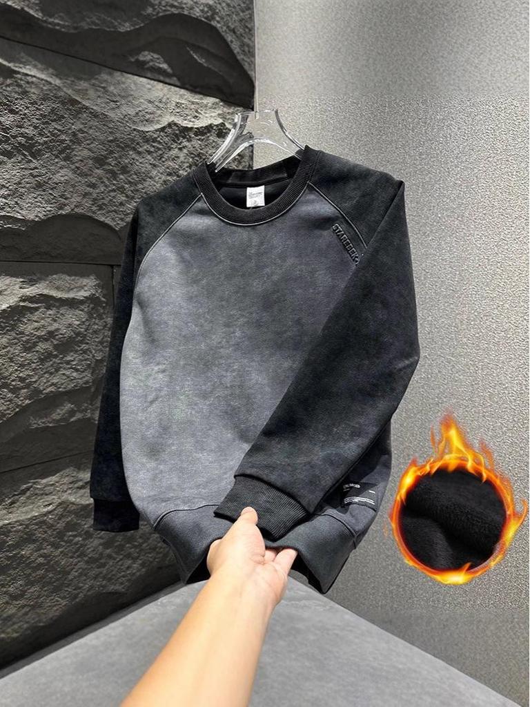 2025 Men's Korean Style Fleece Hoodie: Trendy Autumn/Winter Long Sleeve Pullover