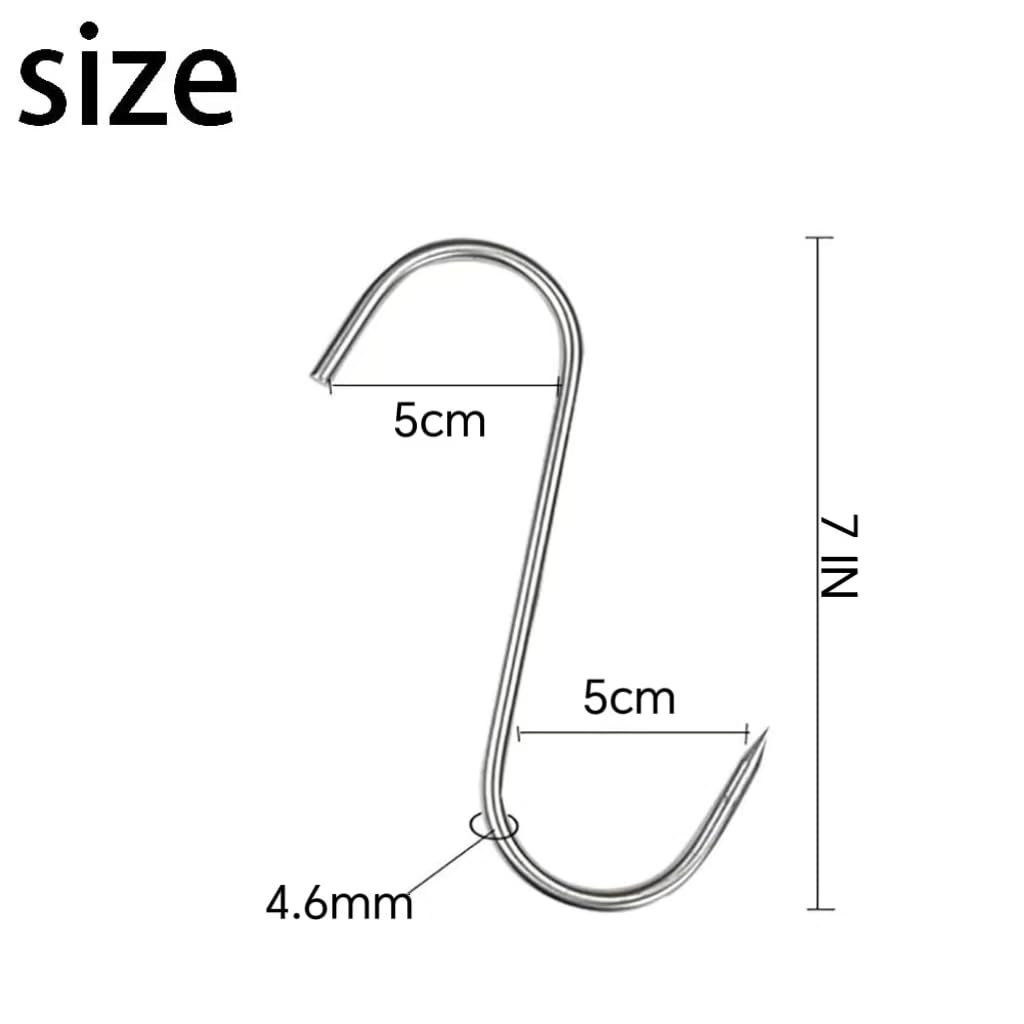 Háky na maso 10 ks 17,8 cm Nerezová ocel SUS304 pro řezníky: Ostré háky řeznické pro uzení, sušení, BBQ, grilování - Nosnost 100 lbs pro zavěšení mě