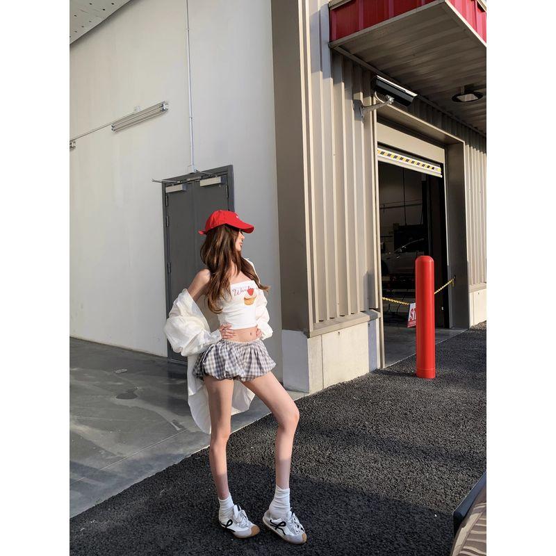 Kumikumi Pure Desire Sexy Print Tube Top Vest Women's Clothing Summer Sleeveless Short Sexy White Liner Tops