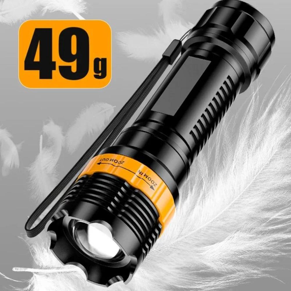 50W Portable Mini LED Flashlight Zoomable LED Torch Long Range Spotlight 3Mode Camping Lantern Outdoor Emergency ABS Floodlight