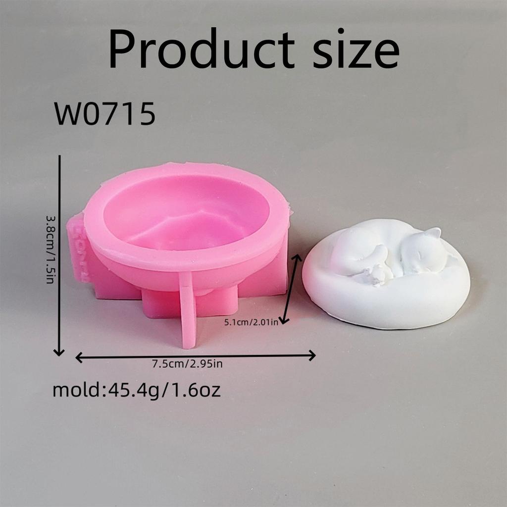 Sleeping Cats Mouse Silicone Molds for Candle Soap Chocolate Candy Cake Fondant Decoration Cement Gypsum Silicone Molds