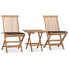 Day and Night - Day and Night Folding Garden Dining Set 3 Pieces Teak Wood Cushions