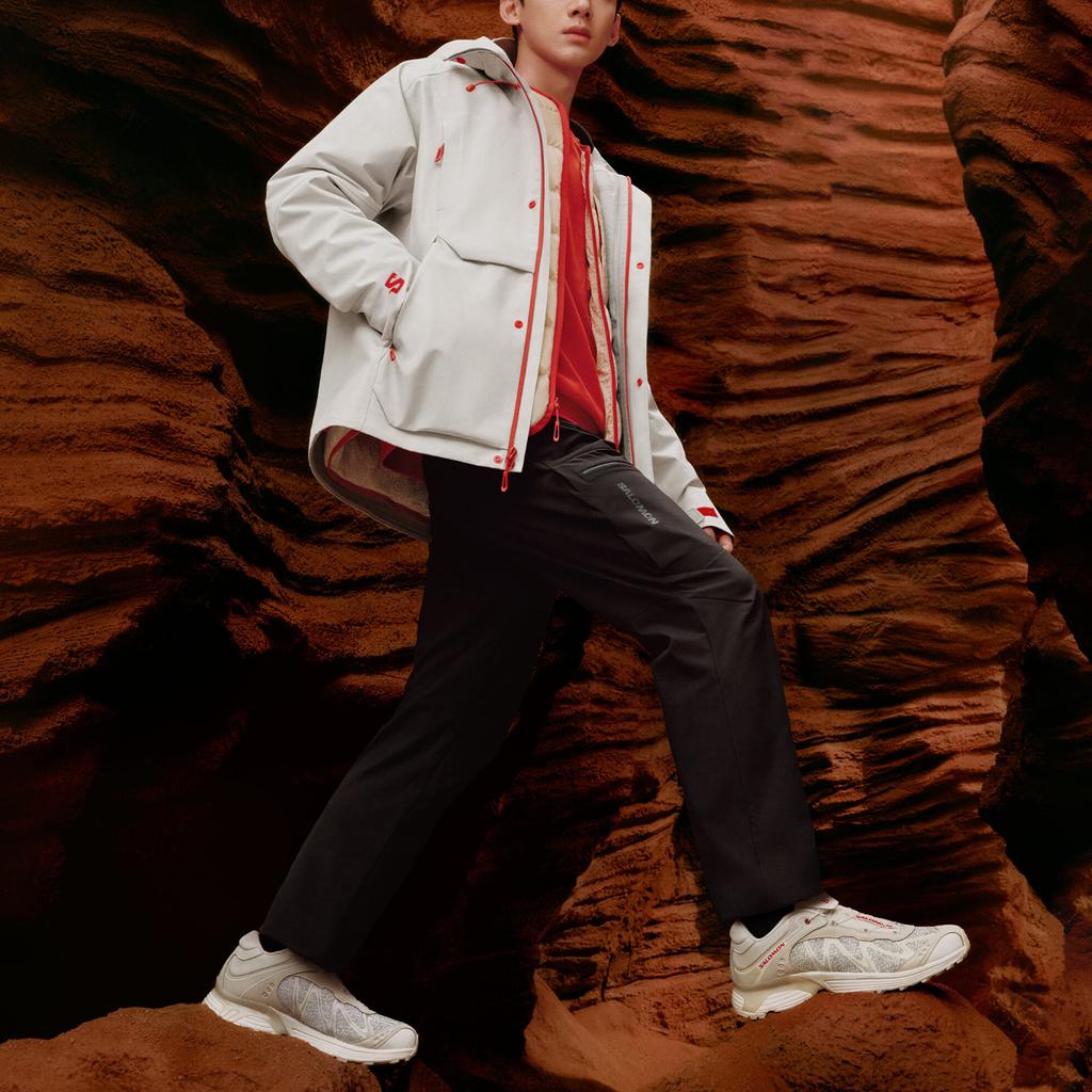 Salomon FW24 Yisi Series Panlong Outdoor Fashion Hooded Jacket Men Jacket Earth-Gray C26653