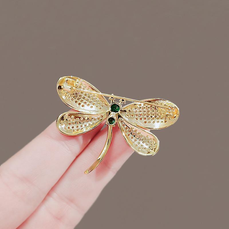 Dragonfly Brooch for Women High-end Rhinestone Niche Suit Brooch Anti-glare