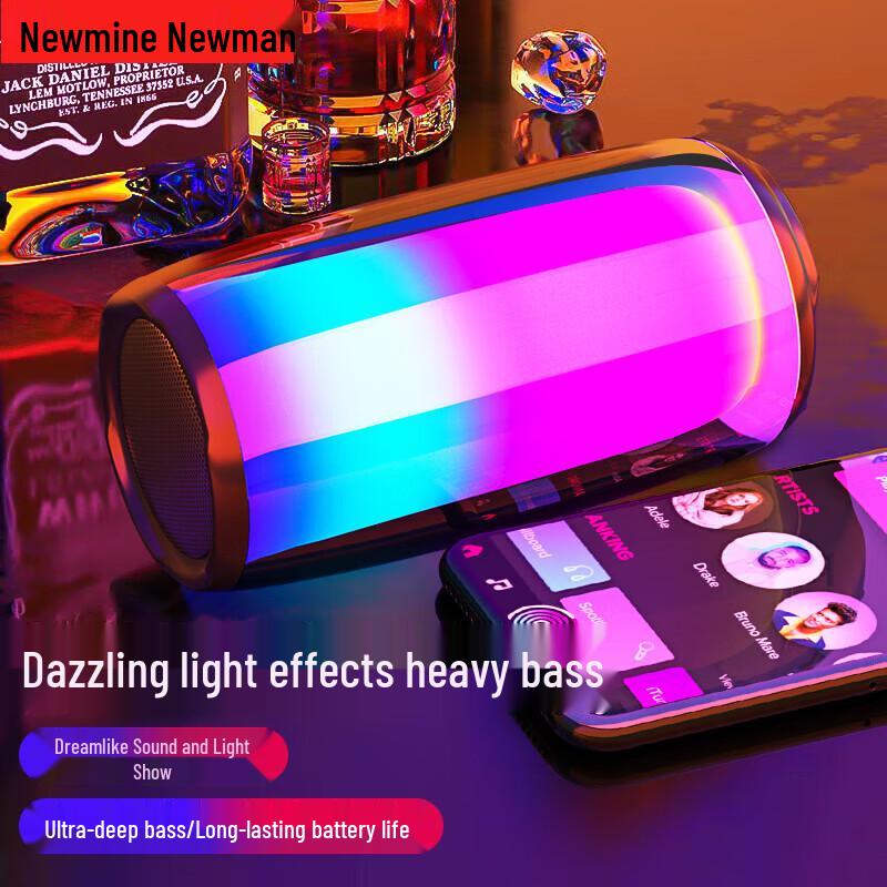 Newmine BS02 Portable Bluetooth Speaker with Dazzling Lights (CN version)