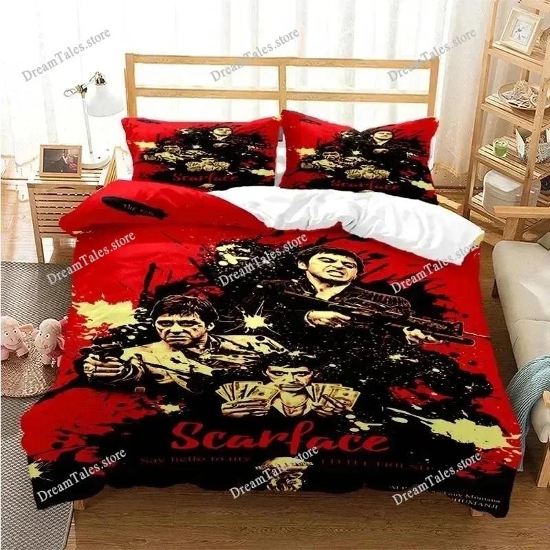 3D Print Tony Montana Scarfaces Bedding Set Duvet Cover Bed Set Quilt Cover Pillowcase Comforter King Queen Size Boys Adult741