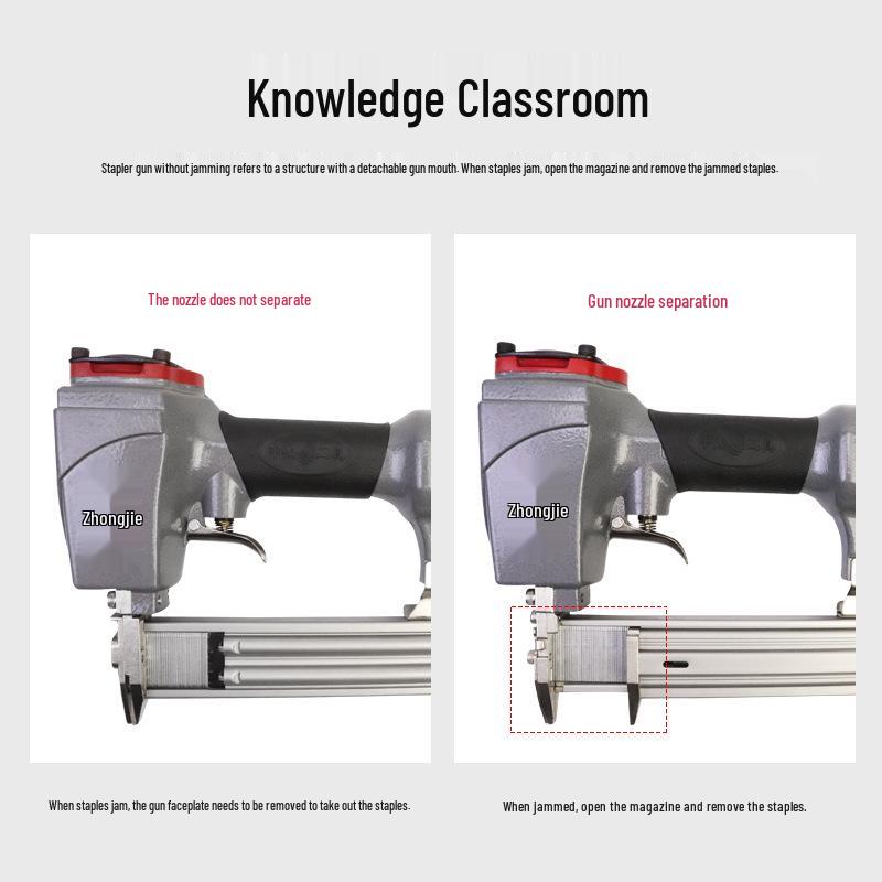 Zhongjie ST64C Pneumatic Steel & Cable Tray Nail Gun, 1013 Staple & F30 Air Nail Gun for Woodworking and Concrete.