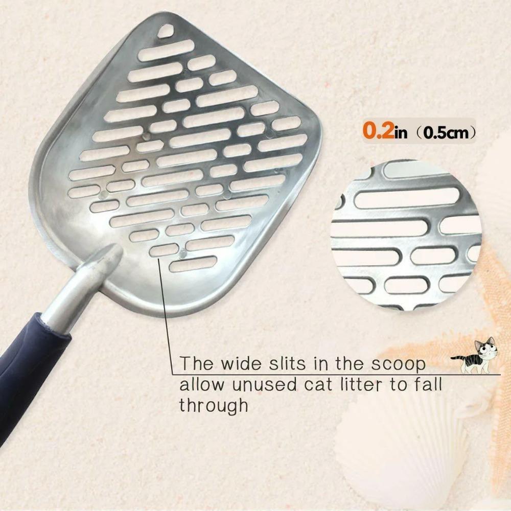 Heavy-Duty Cat Litter Scoop with Reinforced Comfortable Handle, Metal Pet Poop Sifter