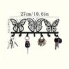 Modern Butterfly Wall Mount Key Holder 7 Hooks Space Saving Black Metal Key Organizer