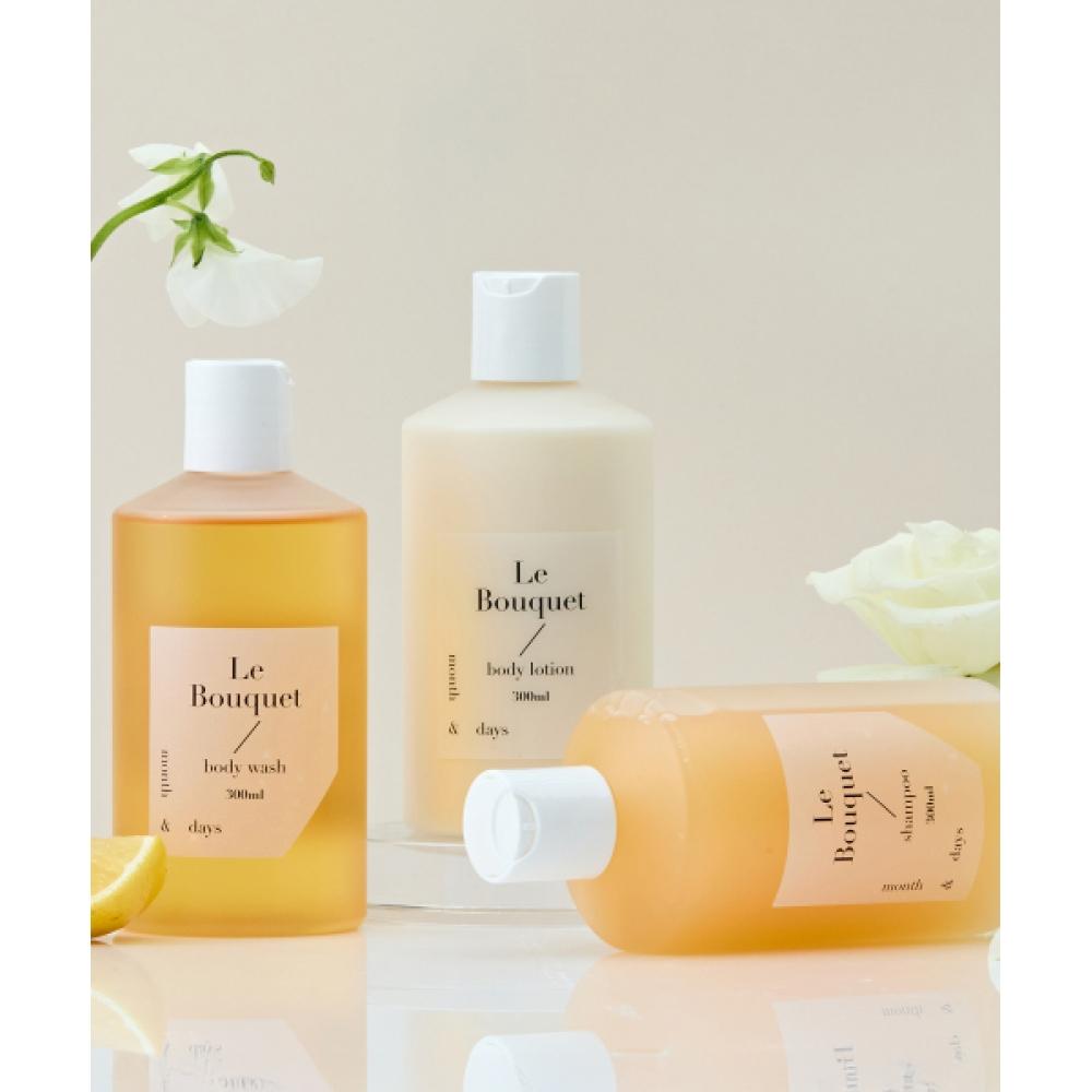 Monthndays [3set] Perfume Care Le Bouquet Floral Fragrance 300ml  Shampoo 300ml+Body Wash 300ml + Body Lotion 300ml FREE