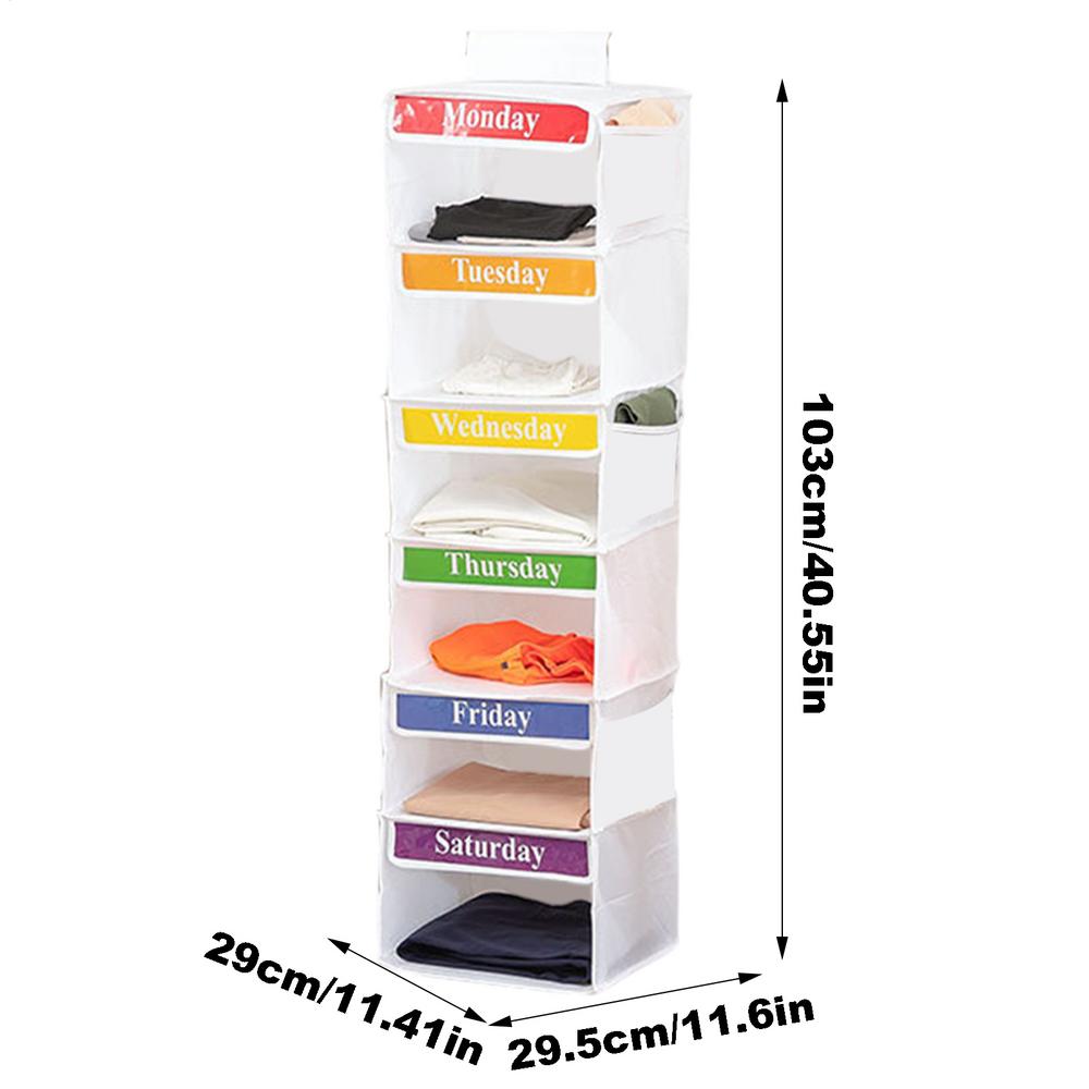 6-слойный детский органайзер для повседневной одежды складной с боковыми карманами еженедельная стойка для хранения одежды подвесная сумка для хранения в шкафу крючок этикетка белый 2070₽
