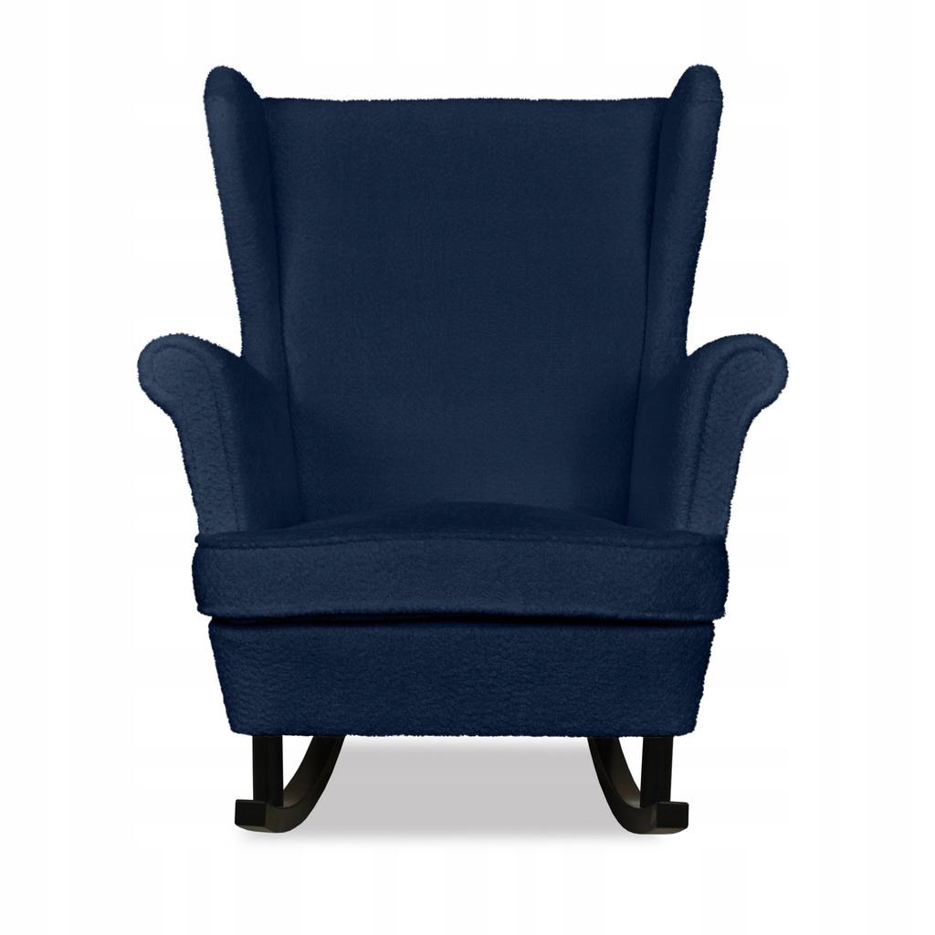 Fotel uszak Bella bujany skandynawski Family Meble granatowy ciemny welurowy