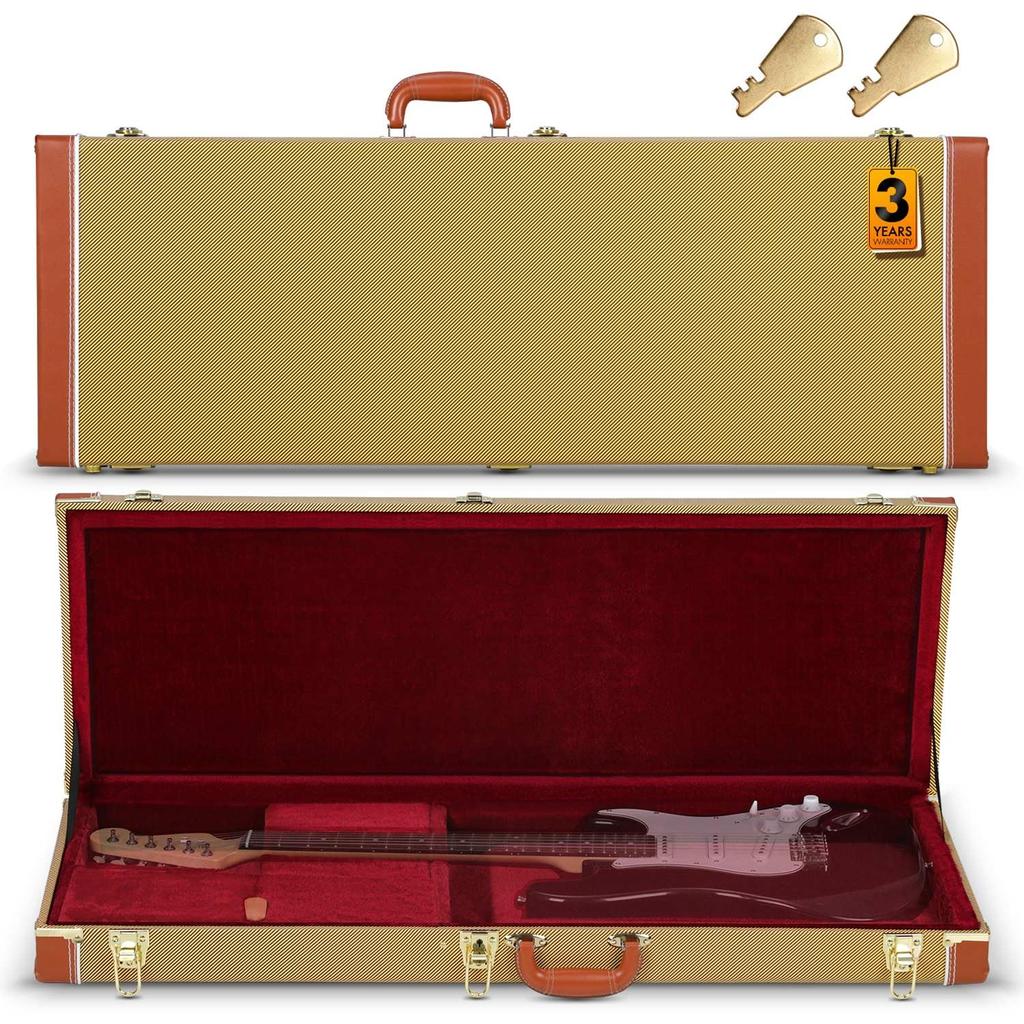 CAHAYA Guitar Case Electric Guitar Hard Case with 30mm Thick Pad Neck Pillow Included 2 Keys PVC Material Waterproof Easy to Clean Storage for