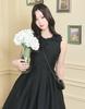 Teuwidia [Lady Line] Ophelia Ribbon Point Sleeveless Midi Balloon Dress Black