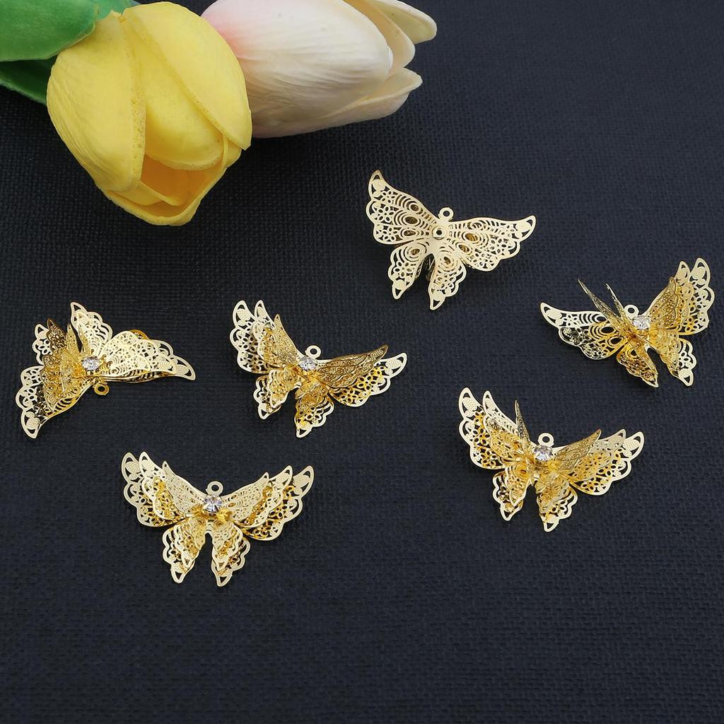 1PC 25x35mm Metal Copper Butterfly Ornaments Fashion Retro Pendant Women Hairpins DIY Jewelry Accessories