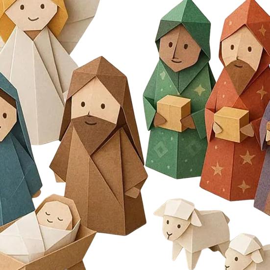 DIY Paper Nativity Scene 3D Origami Paper Craft Kit Christmas Nativity DIY Kit