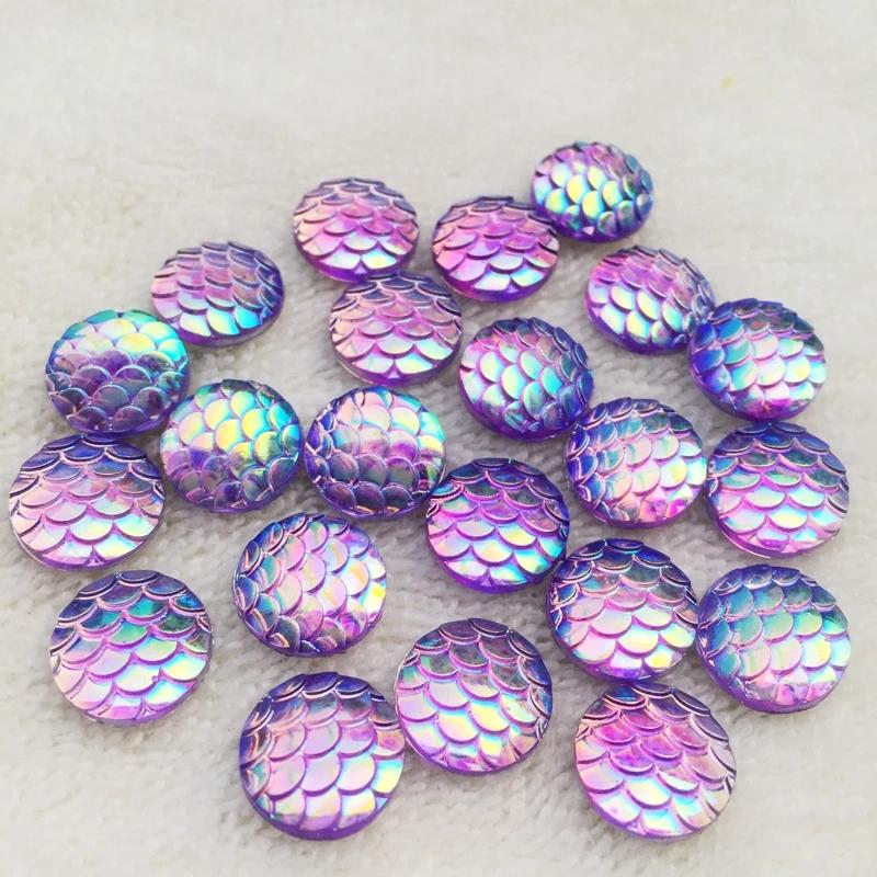 80pcs Round AB Resin Crystal Fish Scales Flat Back Rhinestone Scrapbook Wedding Decoration Scrapbooking Diy Accessories