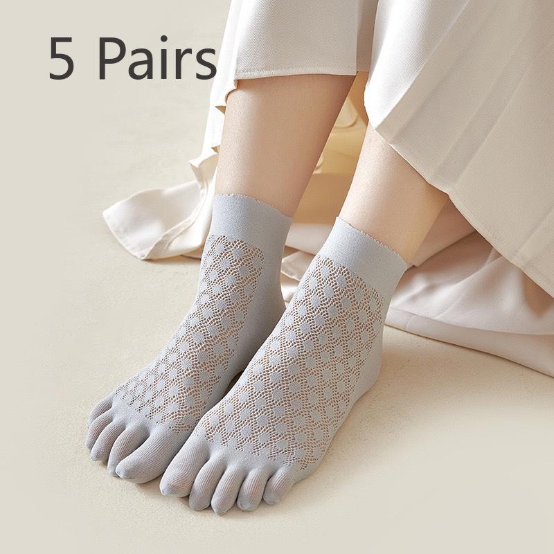 5 Pairs of Female Summer Thin Style Wicking and Deodorizing In The Tube Five Finger Socks