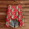 Damemote Langermet Christmas Snowman Snowflake Print Jakke Cardigan