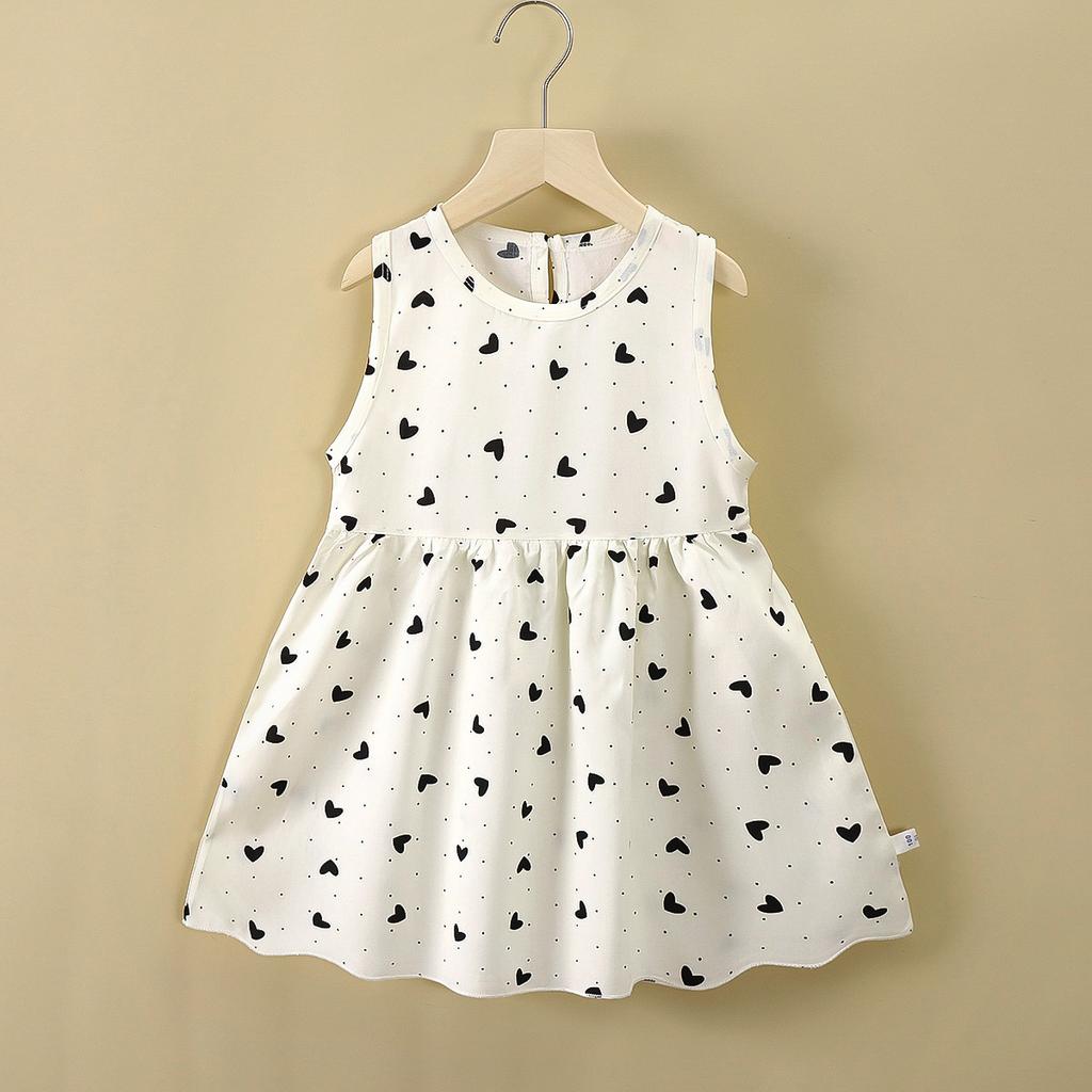 Cute Floral Print Sleeveless Princess Dress for Infant Girls Casual Summer Baby Girls Vest A Line Dress