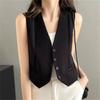 Dámská vesta Vintage bez rukávů Elegantní oblek Ležérní zapínání na knoflíky Výstřih do V Tuxedo vesta pro každodenní nošení Kancelář Rande Ulice