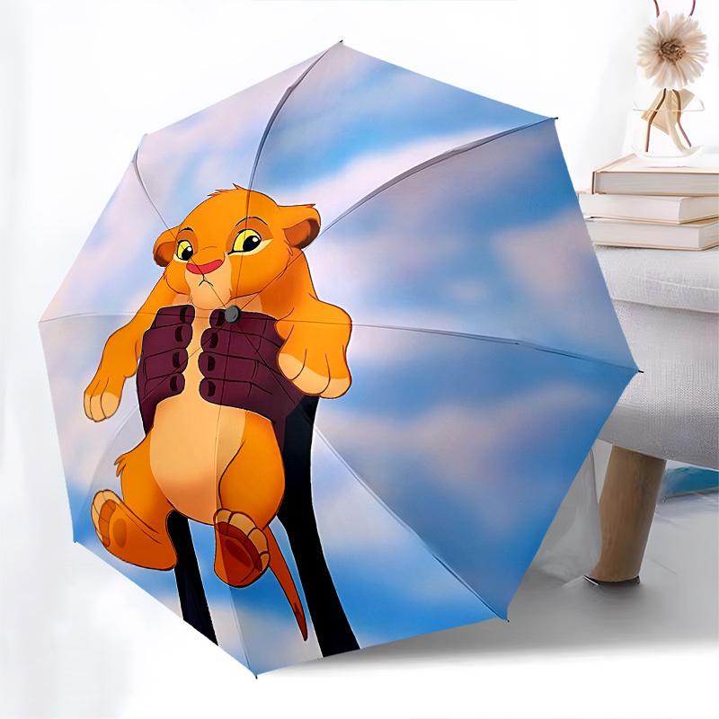 Paraguas Automático de Apertura y Cierre Temático del Rey León, Simba, Paraguas Portátil de 8 Varillas de Colores Brillantes, Adecuado para Hombres y Mujeres, Un Regalo Perfecto f
