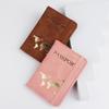 PU Leather Passport Cover for Card Documents Hot Stamping Simple Women Men Travel Passport Holder Wallet